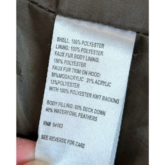 Calvin Klein Brown Duck Down Puffer Coat Faux Fur Removable Hood Women's Medium - Picture 7 of 10